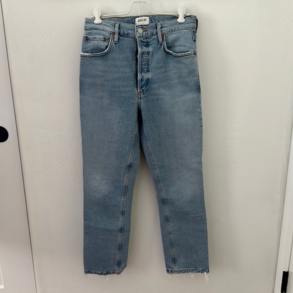 AGOLDE Riley Crop: High Rise Straight Crop Stretch Jeans